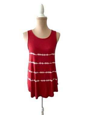 Old Navy Red and White Tie-Dye Scoop Neck Tank